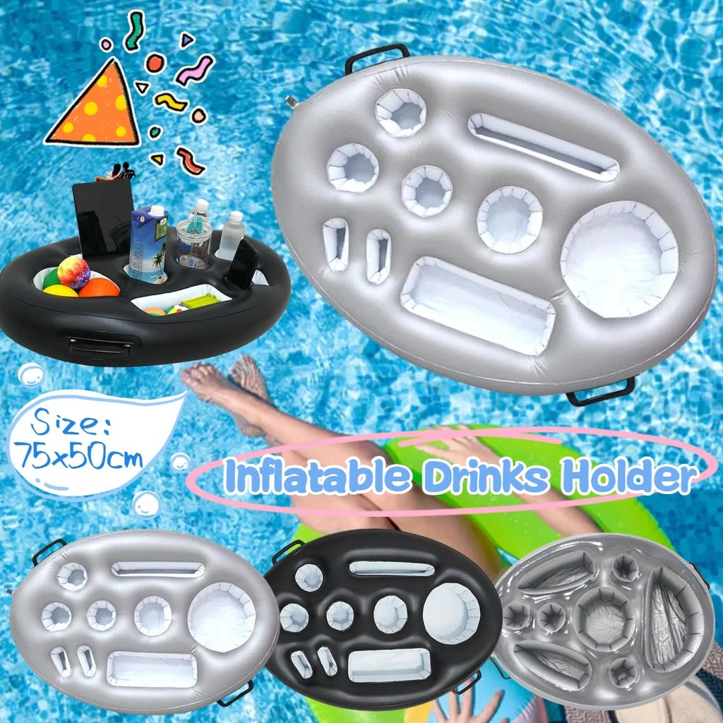 Inflatable Drinks Holder Pool Beer Drinks Holder Multifunctional Floating Cup Holder PVC Blow Up Cup Coasters for Beach Time Spa