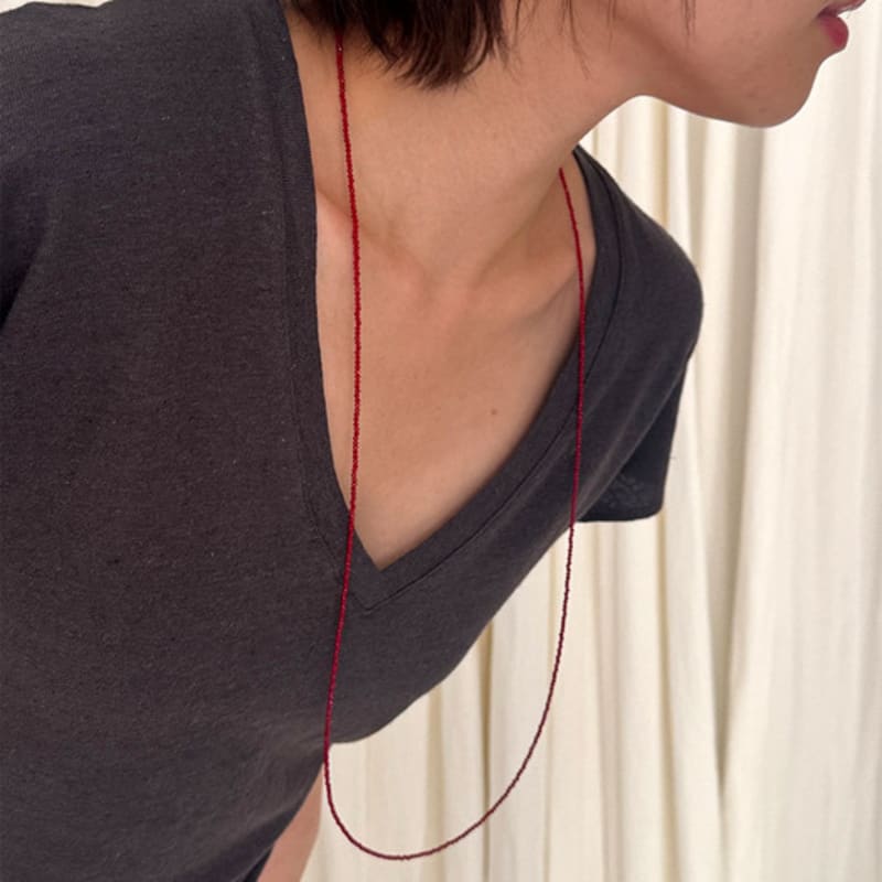 August Harmony Red Tiny Beads Opera Necklace