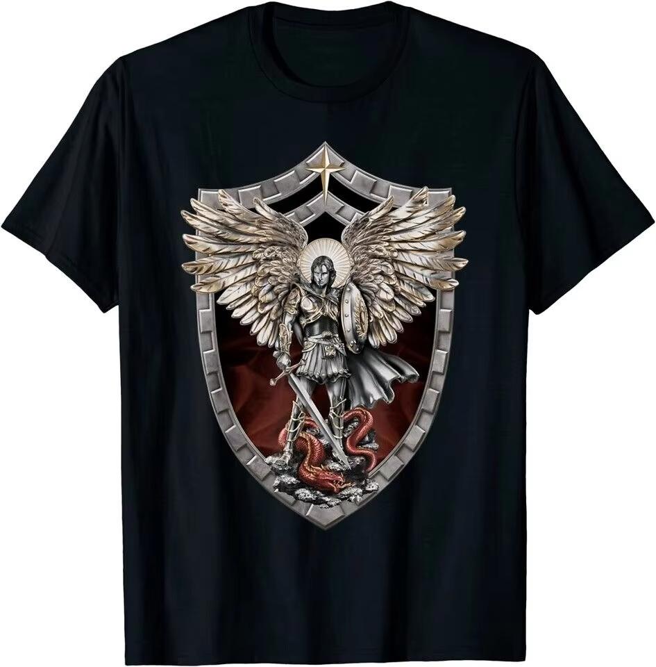 

New 2026 Prayer Text of Saint Michael The Archangel Catholic Print TShirt Suitable for Both Unisex Women Highquality Streetwear L
