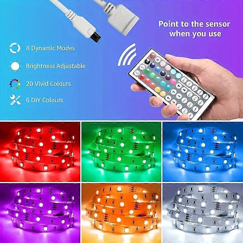 USB LED Light Strip with 44 Buttons for Interior Decoration App Remote Control Suitable for Home, Christmas, and Party Decorations, 5m 30 Lights