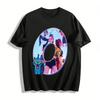 Anime Girl Group Printed T-Shirts Cool Cartoon Cat Graphic Tees Unisex Casual Loose Streetwear Tops Pure Cotton T-shirt