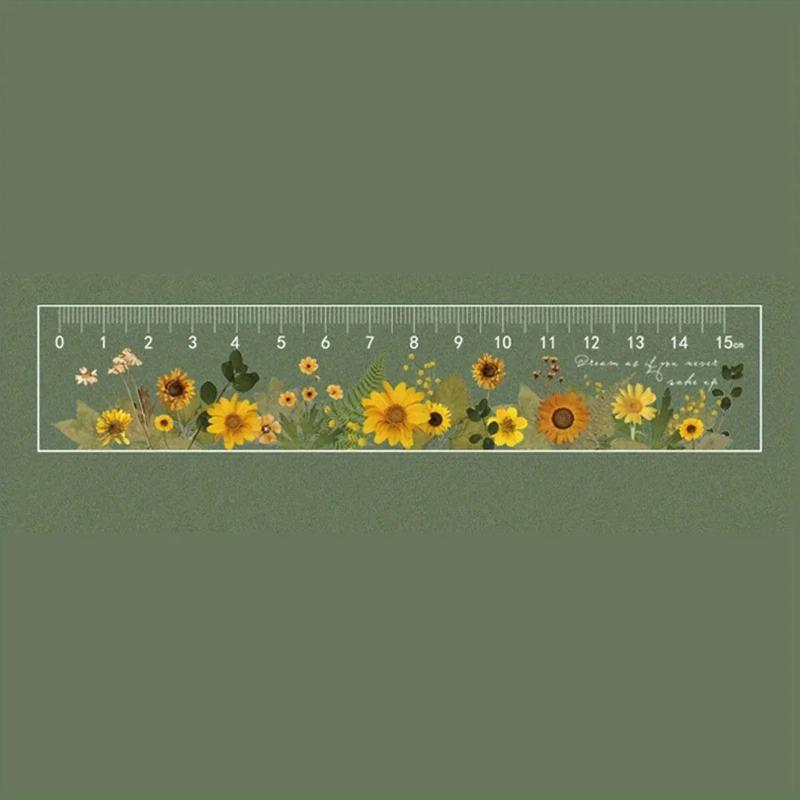 15cm Per Piece Transparent Acrylic Ruler Plant and Flower Ruler Student Measurement Tools Office Drawing Supplies