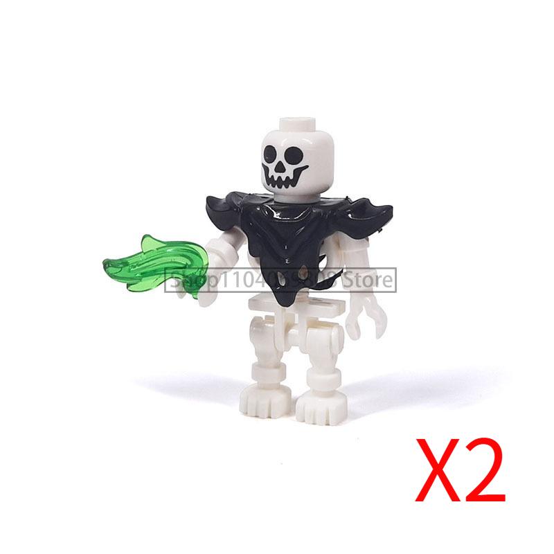 MOC Halloween Building Blocks Skeleton Army Knight Figures Flame Horse Medieval Vampire Furniture Assembly DIY Bricks Toys Gifts