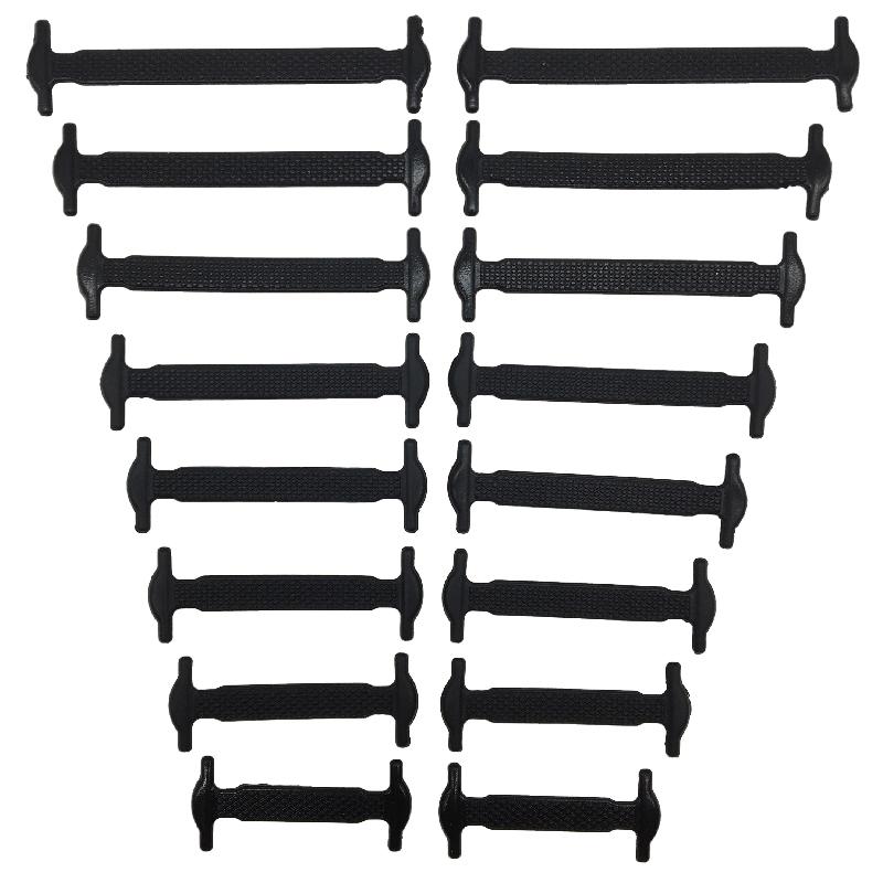 

Ленивые искусственные силиконовые шнурки, высокоэластичные шнурки без завязывания, прочные, легко чистятся, универсальные аксессуары для обуви 16PCS чёрный