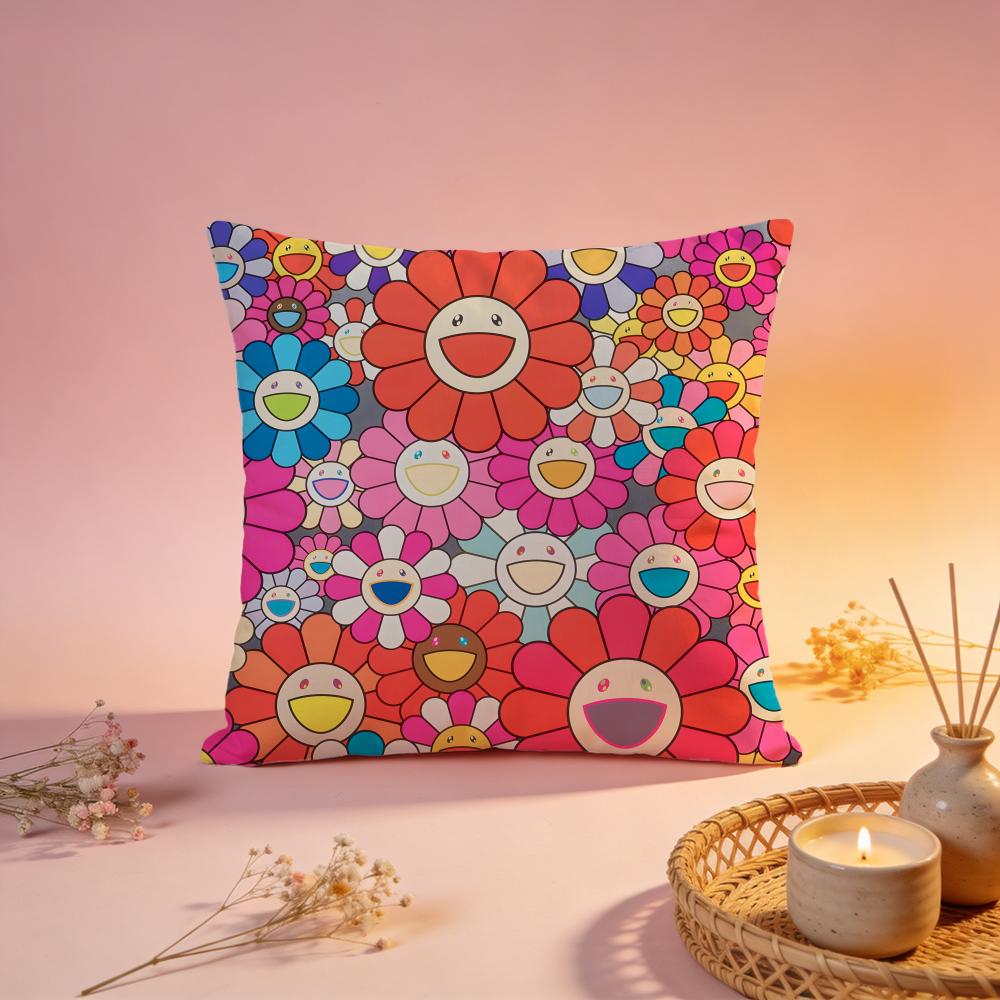 Fashion TTakashi Murakamied Cushion Cover Comfortable Durable Pillow Cover MultiScene for Home Office Car Sofa