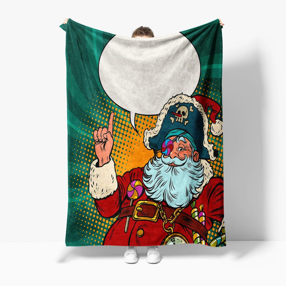 Santa Claus Throw Blanket Pirate Christmas Festive Cozy Home Decor Gift Holiday Reindeer Elf Novelty Warm Bedspread Decoration