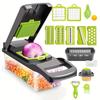 Tritaverdure Multifunzionale 16-in-1 Manuale Affettatrice Dicer con Contenitore Tagliaverdure per Cipolla, Carota, Aglio Gadget da Cucina