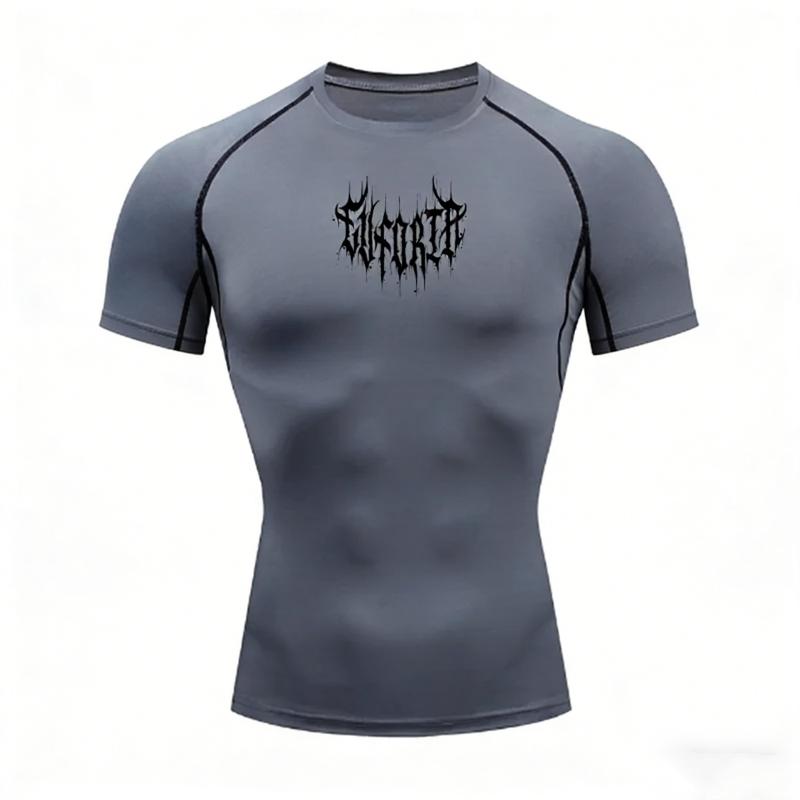 Men's Quick Drying Sports T-Shirt Tight Fit Breathable Sweat Absorbing Fitness Top High Elasticity Sweat Resist Stretchy Moisture-Wicking