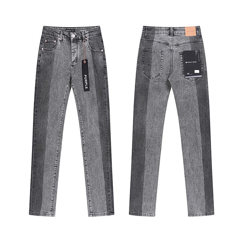 Purple Brand Ink Printing Meichao High Street Retro Ripped Casual Trend Denim Horn Pants Small Feet