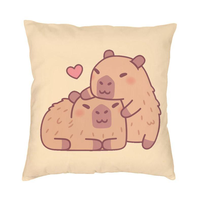 Capybara Yuzu Onzen Bath Pattern Square Pillow Case Home Decorative Cushion Cover Throw Pillow For Car Double-Sided Printing