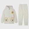 Women's Winter Pajama Set - Three-Layer Quilted, Thick Velvety Coral Fleece, Warm & Cute Bear Design
