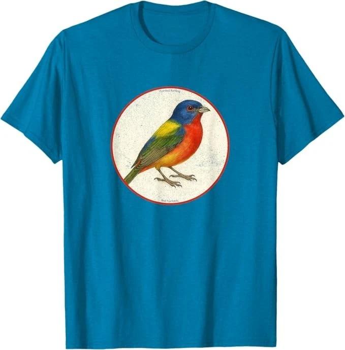 

Retro Painted Bunting T-Shirt Design *10 Colors* Tee by Bird Fantastic 4XL