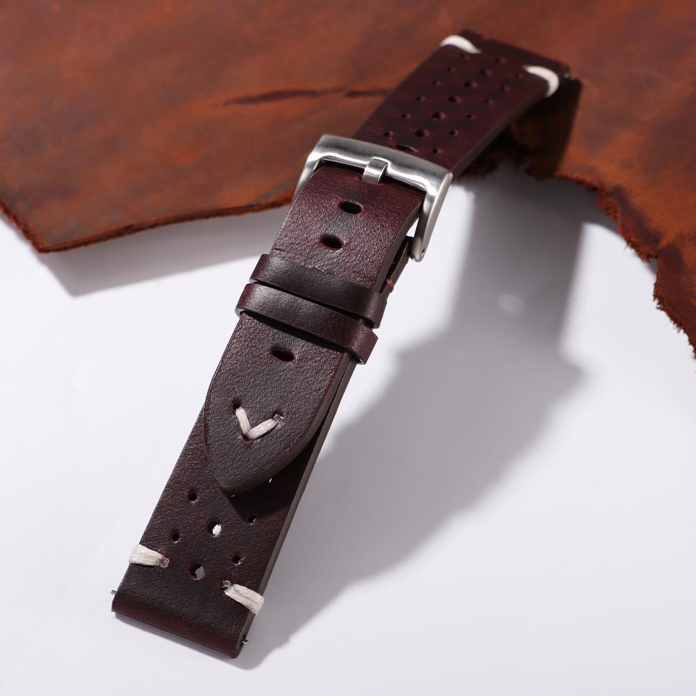 20mm 22mm Prémiový Originální Olejový Vosk Měnící Barvu Kožený Řemínek Rychloupínací Retro Řemínek z Telecí Kůže Univerzální Řemínky pro Muže Ženy