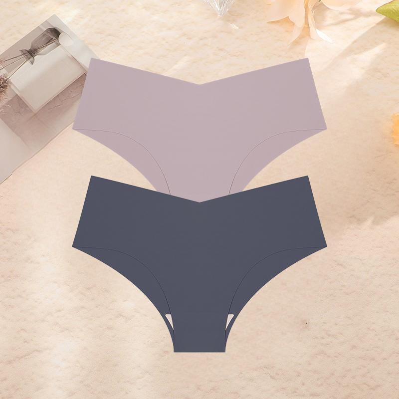 2Pcs/Set Plus Size Underwear Women's Panties Ice Silk Ladies Seamless Underpants Girls Briefs Breathable Sexy Lingerie Female