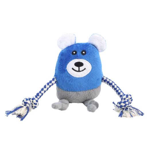 Yousheng Plush Animal Dog Chew Toy with Cotton Rope Bite Resistant Stuffed Pig Duck Bear Puppy Boredom Toy Squeaky Dog Teething Interactive