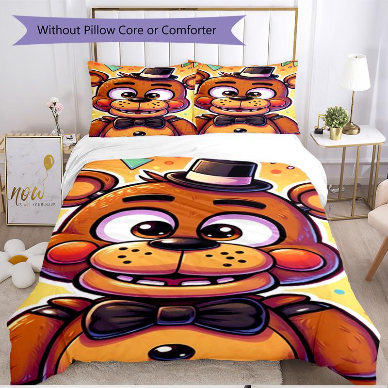 3pcs Duvet Cover Set (1*Duvet Cover + 2*Pillowcase, Without Core), Five Nights At Freddy's Print Soft All‑Season Bedding Set, Home Bedroom Decor Gift
