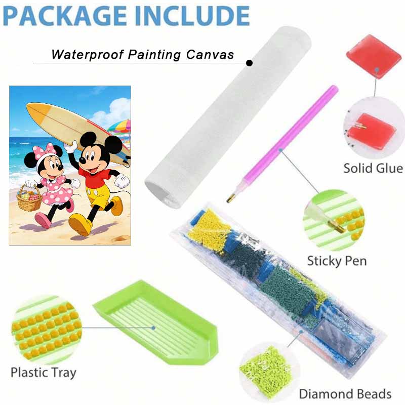 Disney DIY Diamond Painting 5d Full Diamond Cross Stitch Diamond Beach Seaside Summer Vacation Living Room Bedroom Decorative Painting