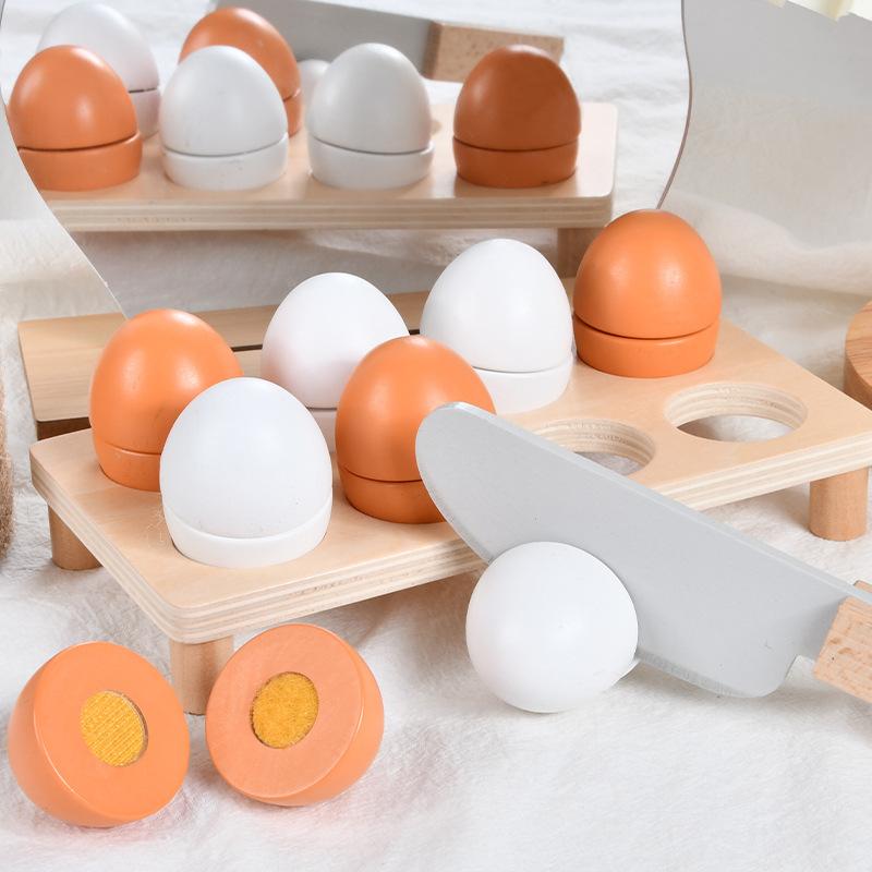 Children's Simulated Wooden Eggs Duck Egg Set Cutting Music Set Play House Tableware Kitchen Toys