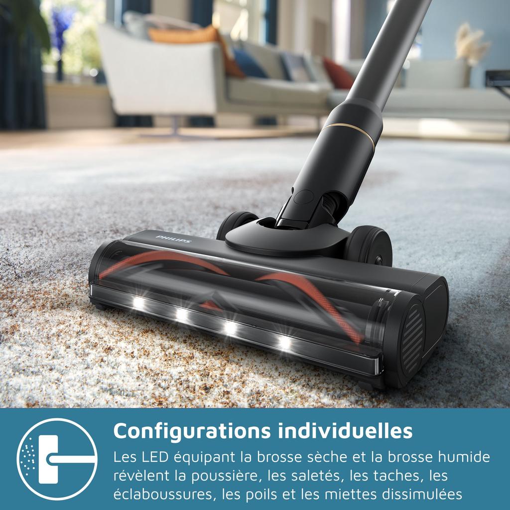 Aspirateur balai laveur 3-en-1 - PHILIPS - XW7264/11 - Série 7000 - PowerCyclone Aqua - 2500 tours/min - Noir &amp; Jaune
