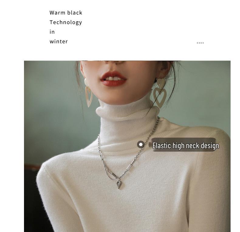 2024 Women's Versatile Slimming Turtleneck Knit Top - Semi-High Neck, Long Sleeve for Spring, Autumn, Winter.