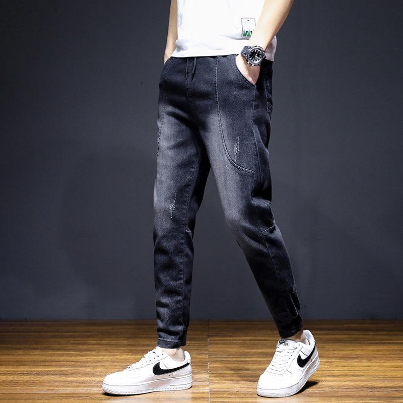 

Мужские черные джинсы галифе облегающего кроя в корейском стиле - Летний/Весенний/Осенний тренд XXL