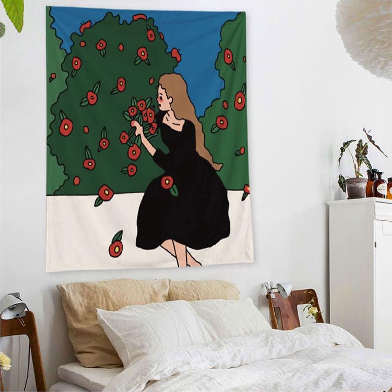Гобелен Гостиная Спальня Стена Милая Девушка Эстетический Декор Фон Ткань 100x75cm — фото 4