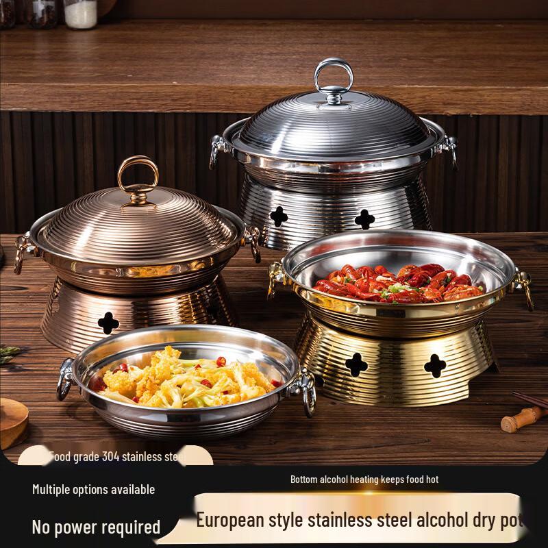 Stainless Steel Commercial Mini Hot Pot with Solid Alcohol Burner