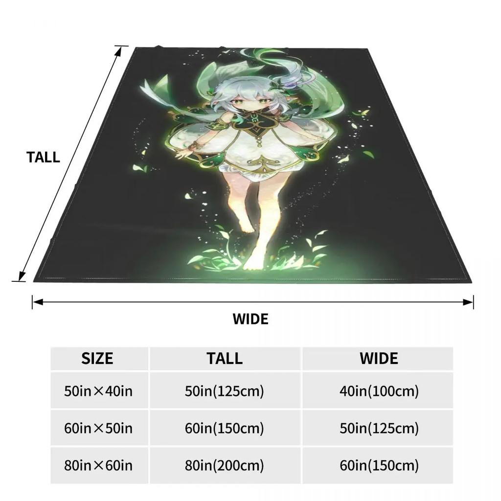 Kawaii Nahida Blankets Genshin Impact Anime Flannel Novelty Breathable Throw Blankets for Home Decoration