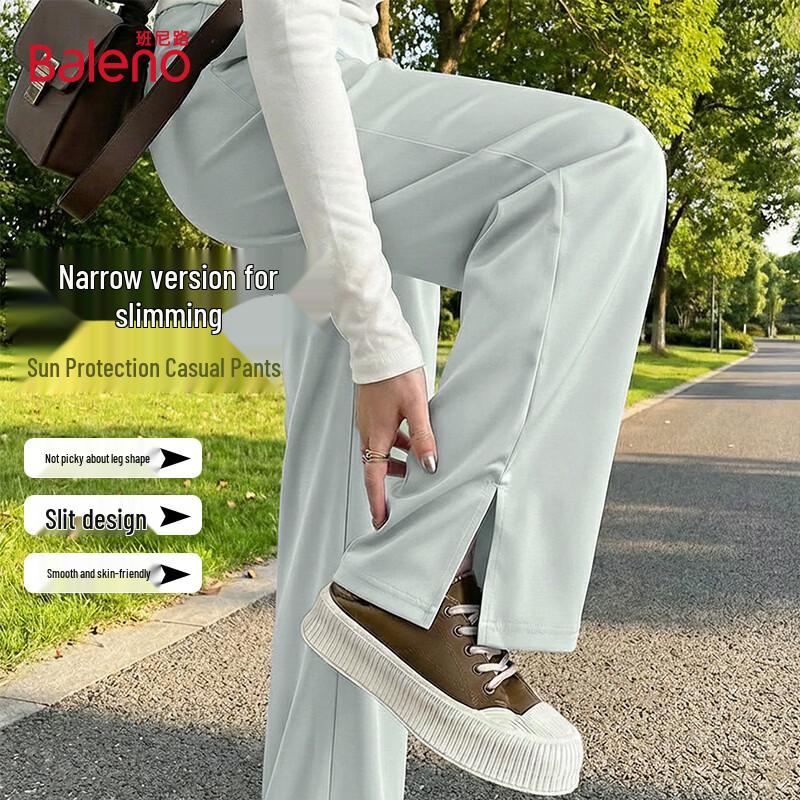 

Женские брюки Baleno прямого кроя из ледяного шелка с разрезом по низу S