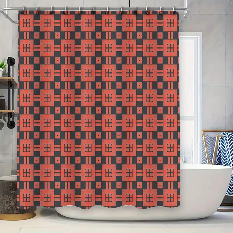 

Modern Blue Red Argyle Shower Curtain Waterproof Fabric Decorative Bath Accessories For Home Decoration In Shower Curtains From W60H190(CM)-1 Pcs