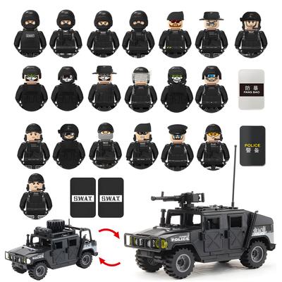 Wojskowe Siły Specjalne Policja SWAT Gangster Broń Pistolety Moździerz Jeepy Terenowe Opancerzony Pojazd Model Żołnierz Klocki Zabawka