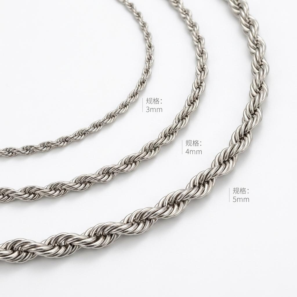 Premium Edelstahl Kordelgliederkette Halskette Hypoallergenes Minimalistisches Choker für Damen & Herren Tägliche Tragekette für Mann