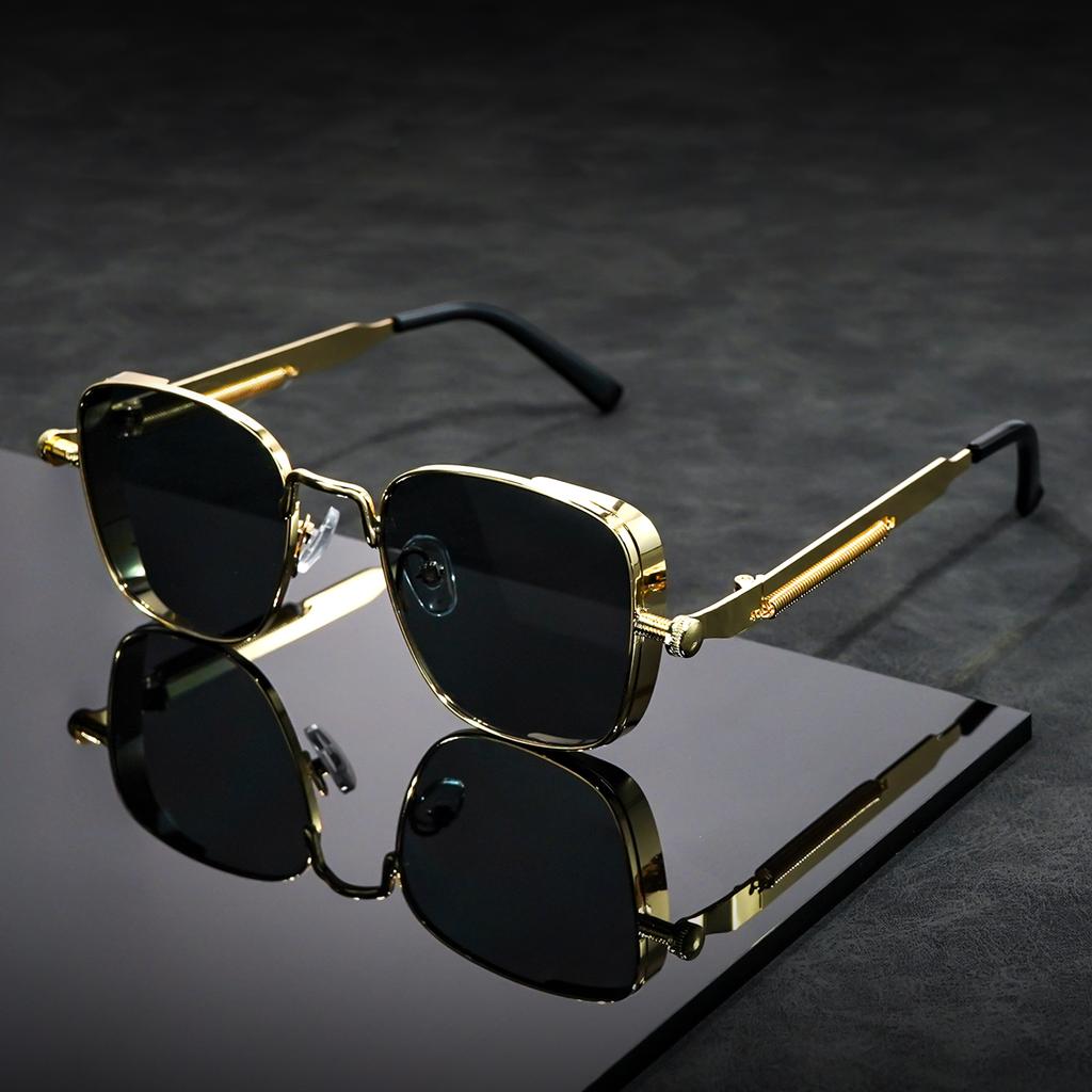 Moda Retro Punk Steam Style Okulary przeciwsłoneczne Kwadratowa Metalowa Oprawka Męskie i Damskie Okulary Przeciwsłoneczne Party Ozdobne Okulary