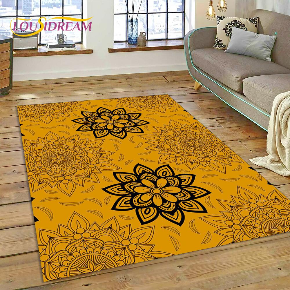 Meditace Mandala Bohemia Duch Přírody Jógový Koberec Kobereček pro Domácí Obývací Pokoj Ložnici Pohovku Dekorace, Oblastní Koberec Protiskluzová Podložka