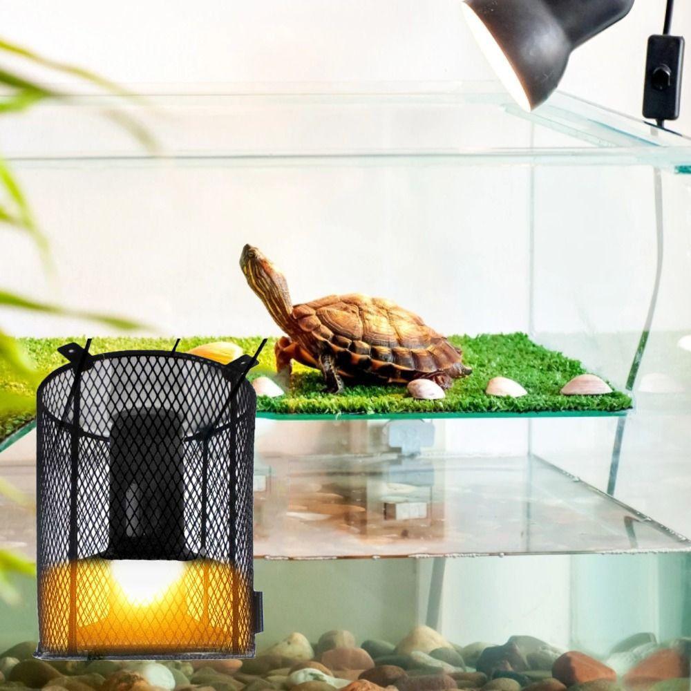 Round and Square Shape Heating Bulb Lamp Enclosure Iron Mesh Cover Reptiles Heat Lamp Guard  Snake