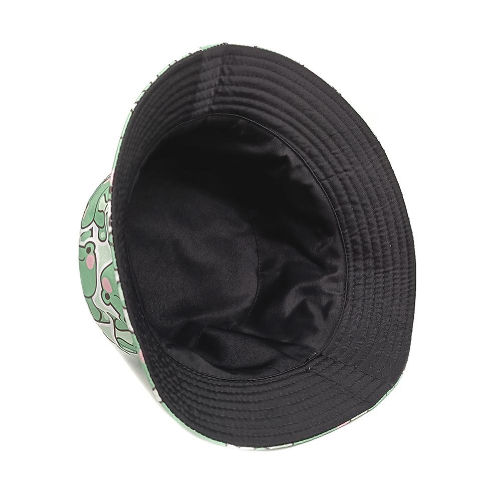 Top Cartoon Frog Bucket Hat Cute Printing Pattern Fisherman Hats Green Double Sides Panama Cap Adult Unisex Summer Sun Outdoor
