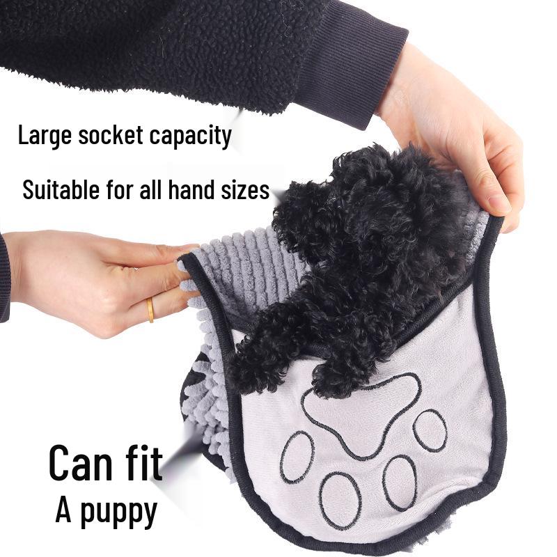 Chenille Dog & Cat Exfoliating Bath Towel Glove - Absorbent & Quick-Drying