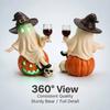 Resin LED Ghost Figurines Cute Ghost Wine Glass Statue Creative Ghost Light Up Decor  For Entryway