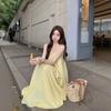 French gentle wind suspender dress summer new holiday loose age reduction thin A word medium and long dress women
