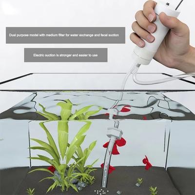 USB Powered Fish Tank Water Changer Gravel Cleaning High Flow Electric Suction Drainer Quiet with Filter Submersible Water Pump