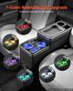 VEVOR Center Console Storage Box Between Seat with 7-Color Ambient Lights, USB/Type-C/Cigarette Lighter Charging