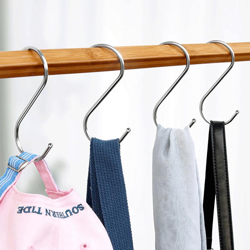 1/5pcs Stainless Steel S Hooks,3 Sizes Multifunctional Metal Hook for Hanging Plants Bag Towel,Hats Hook for Bathroom Organizers