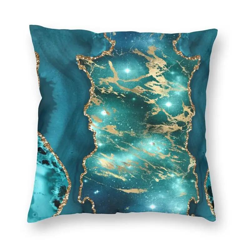 Home Decor Pillowcase Abstract Marble Pattern Cushion Cover Turquoise Aqua Blue Swirl Car Fashion  45x45cm