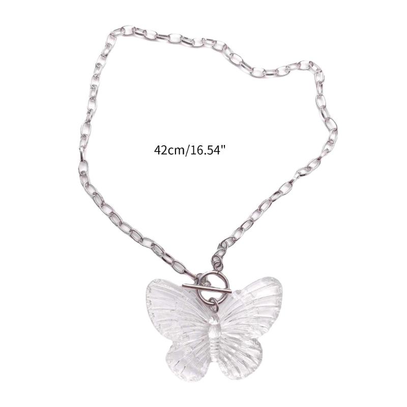 Butterfly Necklace Female Temperament Niche Ot Buckle Collarbone Chain Korean Version Student Adjustable Chain Jewelry