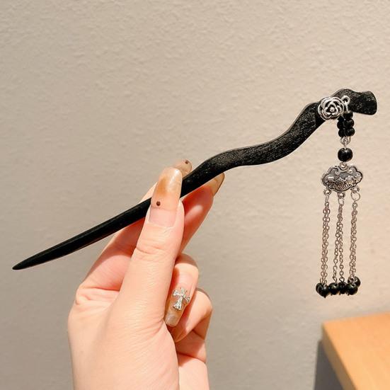 Chinese Ancient Style Hair Stick Metal Pendant Tassel Handmade Hair Chopstick Women Fringe Design Updo Hairstyle Accessory