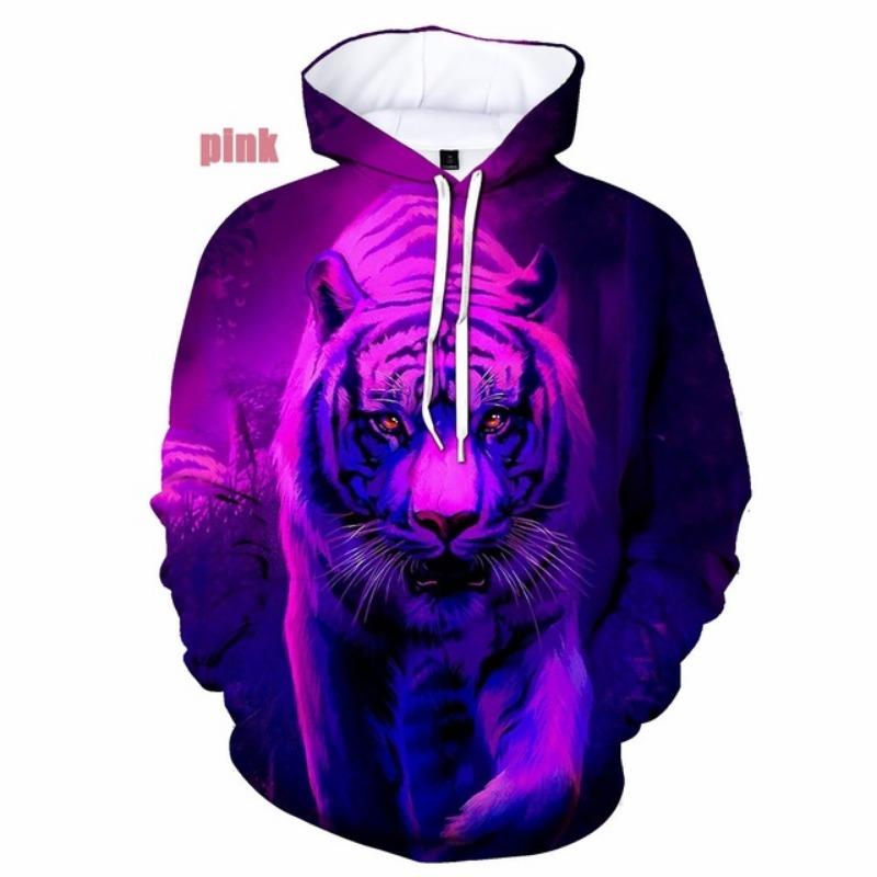 Fashion Men/Women Couples 3d Print Dreamy Tiger Hoodies Casual Sweatshirt