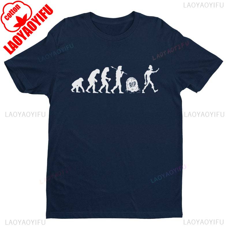 Evolution of The Zombie T Shirt From Ape Through Prehistoric Man To Gravestone and Zombie Rising Graphic T Shirts Cotton Tees S