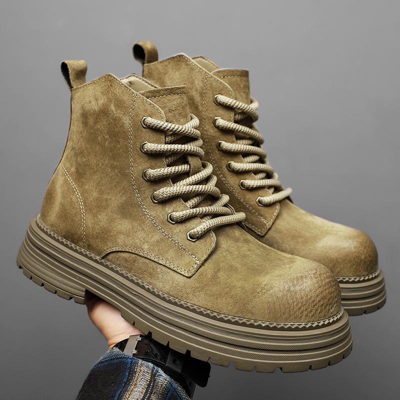 Retro Martin Boots Men's Autumn Short Boots Versatile Big Yellow Boots British Style Thick-soled Wear-resistant Boots