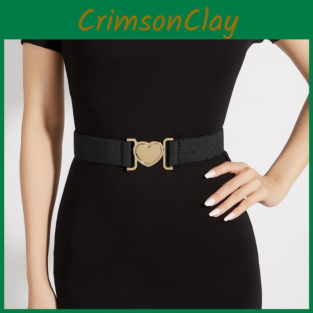 Heartshaped Minimally Designed Buckle Women Casual Elastic Waistband For Daily