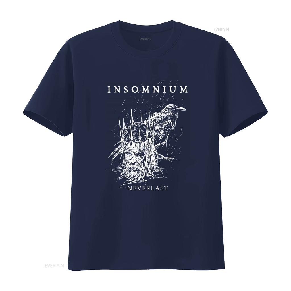 INSOMNIUM Neverlast T-Shirt Gotisches Krähenkrone Design für vintage gewaschene Mode Bequem Weich Vielseitig Dehnbares Grafikdesign